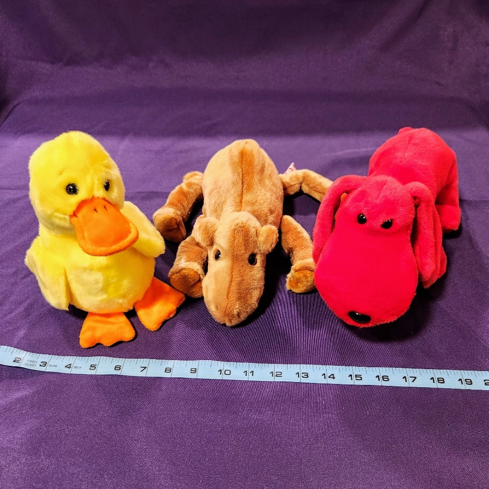 Vintage 90s TY Large Soft Beanie Buddies Quackers Humphrey & Rover